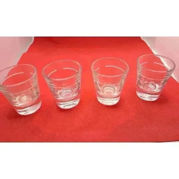 Lot of 4 Vintage 2 oz. White Line Marked Clear Bar Shot glasses - Picture 2 of 4